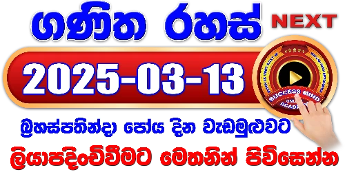 ගණිත රහස් සජීවී වැඩමුළුව - 2025/03/13